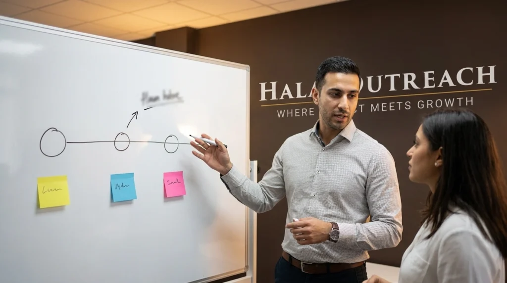 SEO consultant explaining Google's 2019 and 2020 nofollow hint timeline on a whiteboard